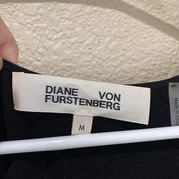 DIANE VON FURSTENBERG Sleeveless Asymmetrical Ruffle Front Dress Black Medium - Picture 5 of 6